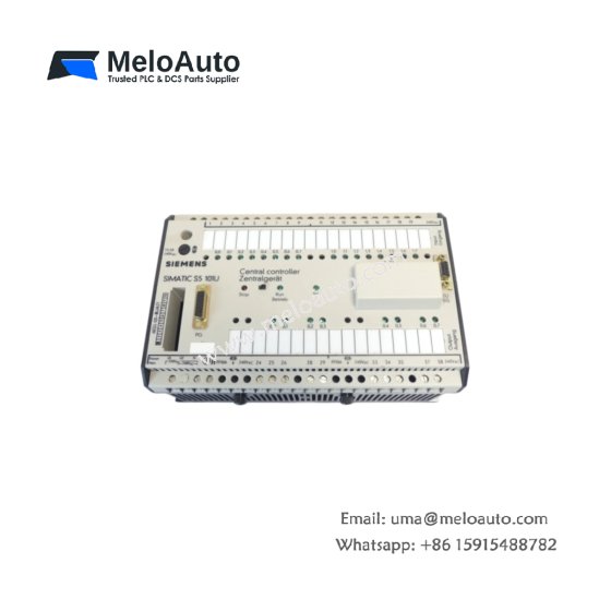 Siemens 6ES5101-8UA21 central controller unit for SIMATIC S5. 2KB RAM expandable to 4KB, 2200µF + battery backup, RS-232 port, 10 ms/K scan.
