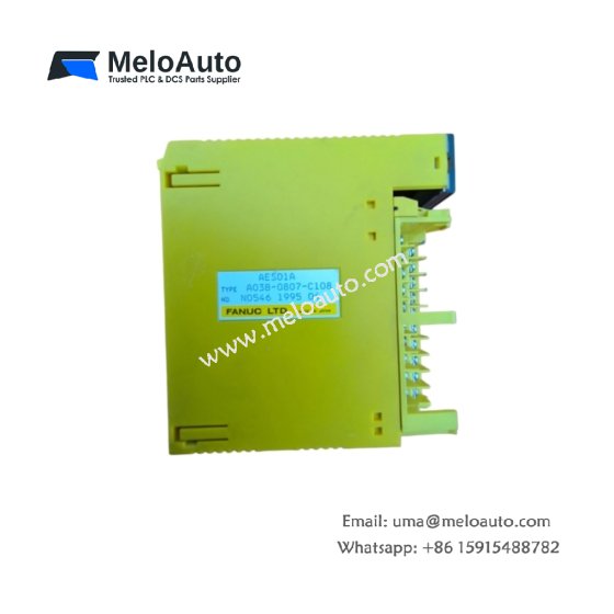 GE A03B-0807-C108 emergency stop module for GE Fanuc CNC. 4 safety inputs, 2 relay outputs, 20ms response, weight 0.45kg