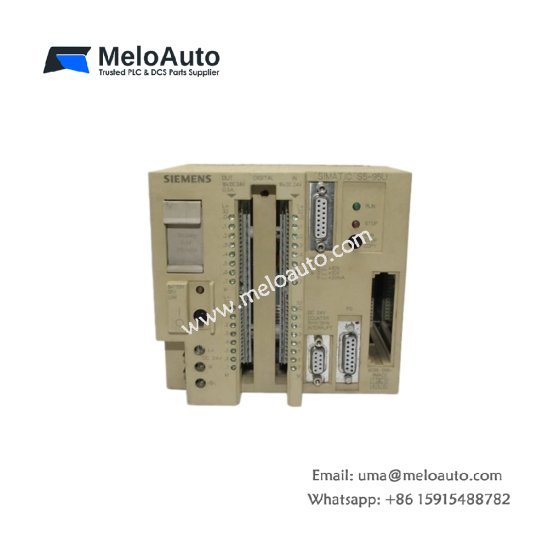 Siemens 6ES5095-8MA02 central unit with 2KB memory, 8 digital inputs, 6 outputs & 680µF capacitor. Compact CPU for SIMATIC S5.