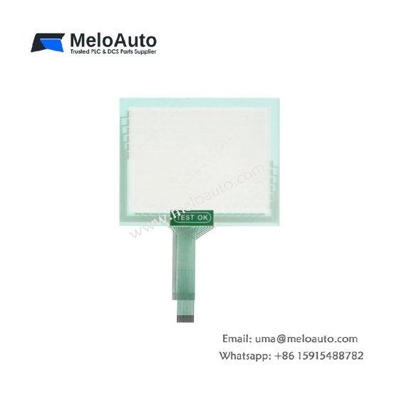 GE GP370-LG31-24V touch panel glass screen for GP370 HMI. 4-wire resistive, 210x158mm active area, 3H hardness, FFC ribbon cable, 240g.