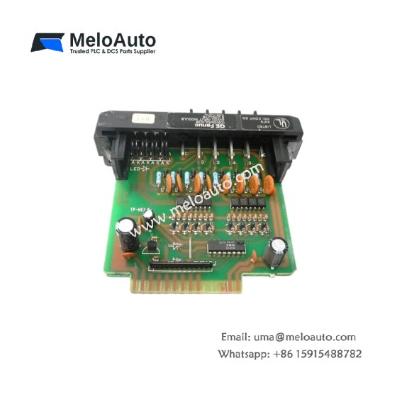 GE IC610MDL101B circuit module for Series One I/O. 8 sink-type outputs, 24V DC, 1.0A per point, 1500µF snubbing, 86 components