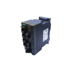 Siemens 6GK5104-2BB00-2AA3 switch module. Features 4 RJ45 ports, 10/100 Mbps, 128KB buffer, 0.32kg weight, and 5µs latency for SIMATIC NET.