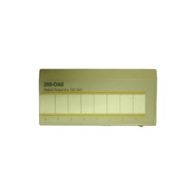 ABB 200-OA8 8-channel digital output module with 0.5A per channel, 1500V optical isolation, and snubber protection for ABB PLC racks.