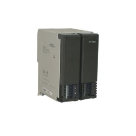 Schneider ASPRTU258C power supply module for Modicon PLCs. Outputs 5V DC at 8A and 24V DC at 2A, weight 0.72kg, size 128x56x135mm