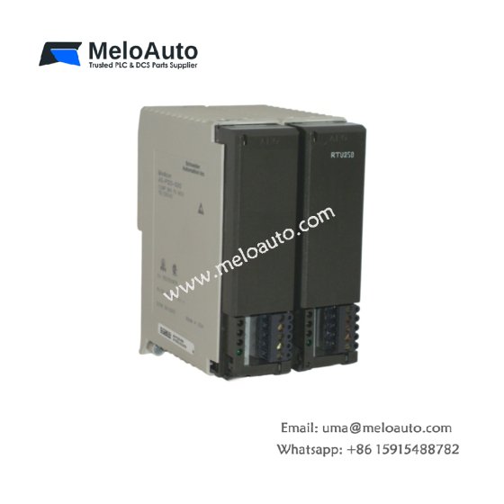 Schneider ASPRTU258C power supply module for Modicon PLCs. Outputs 5V DC at 8A and 24V DC at 2A, weight 0.72kg, size 128x56x135mm