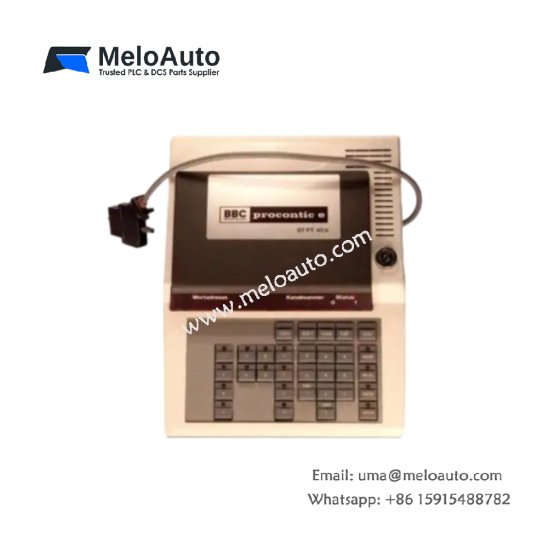 ABB 07 PT 40b Procontic keyboard. Features 56 keys, 9-pin serial interface, 1.8m cable, 0.72kg weight, and spill-resistant membrane design. ABB 07 PT 40b Procontic keyboard. Features 56 keys, 9-pin serial interface, 1.8m cable, 0.72kg weight, and spill-resistant membrane design.