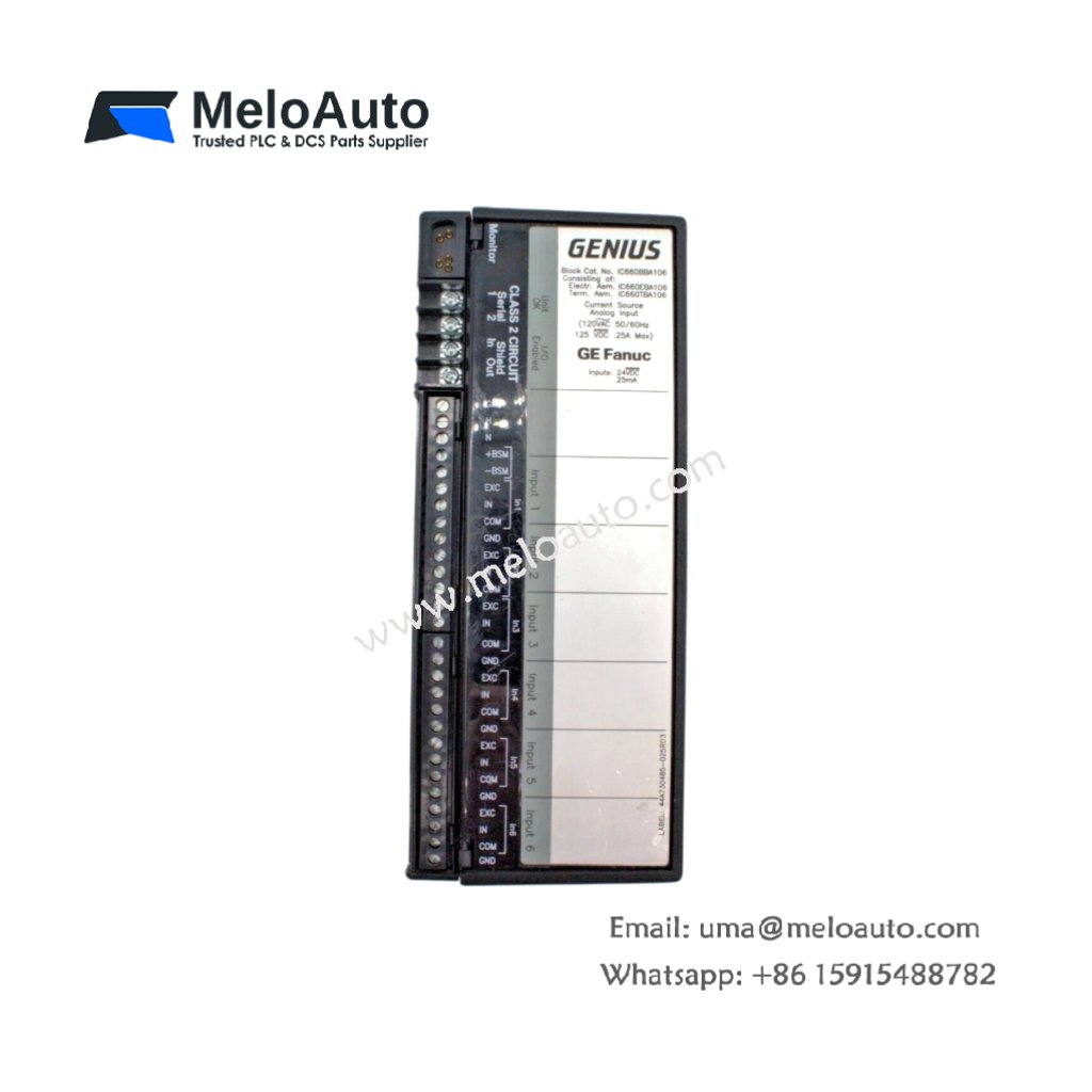 GE IC660EBA106 Analog Output Block – 8-Channel Current/Voltage Source
