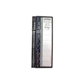 GE IC660EBA106 Genius I/O analog output block. 8 isolated channels, 4-20mA or 0-10V, 12-bit resolution, 3300µF energy storage. 145 components.