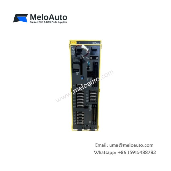 GE A02B-0218-B502 21-MB complete controller for CNC systems. 13200µF energy storage, 128 I/O each, RS-232/422/Ethernet, 487 components.
