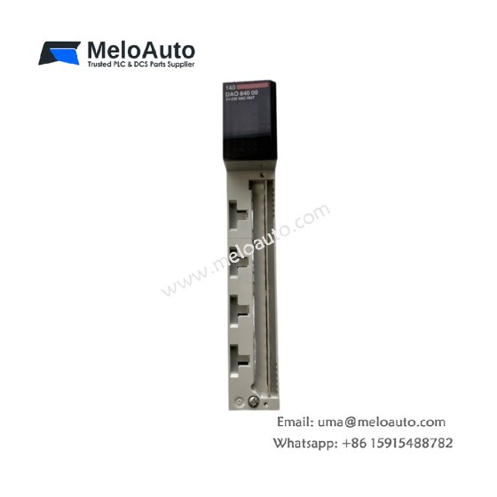 Schneider 140DAO84000C discrete output module for Modicon Quantum PLCs. 8 triac outputs, 115/230V AC, 2A per channel, weight 0.38kg