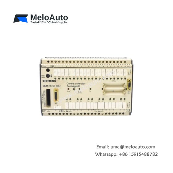 Siemens 6ES5101-8RW21 programmable controller for SIMATIC S5 systems. Compact CPU with modular I/O support for industrial automation.