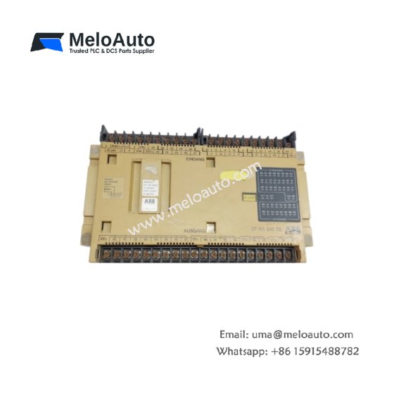 ABB 07 KR 240 R6 digital I/O module for Advant PLCs. 24 inputs and 16 outputs (24V DC, 0.5A). Optocoupler isolation, 5ms scan time