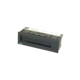 Siemens 6AV3520-1EL10 line text display with 4x20 character LCD, backlight, and 8-key membrane keypad. RS-232/485 communication for machine status and alarm indication.