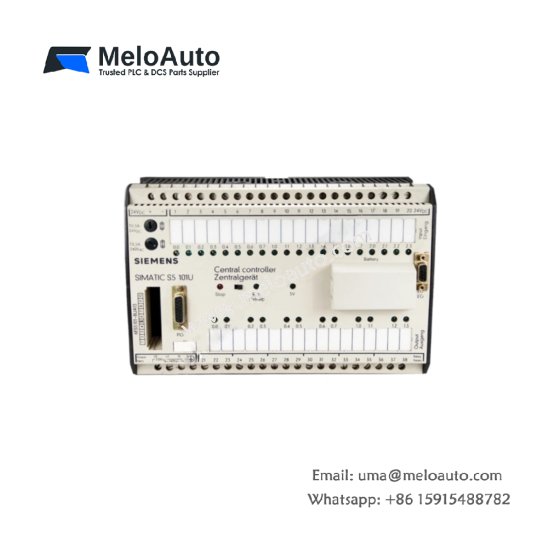 Siemens 6ES5101-8UA13 central controller for SIMATIC S5. 20 KB RAM, supports 512 I/O points, 0°C to 60°C operation. Reliable core processing