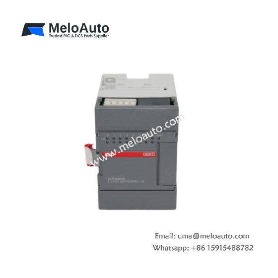 ABB 1SBP260132R1001 extension module. Features 8 inputs, 8 outputs, 24V DC, 1500V isolation, 0.52kg weight, 3ms response time