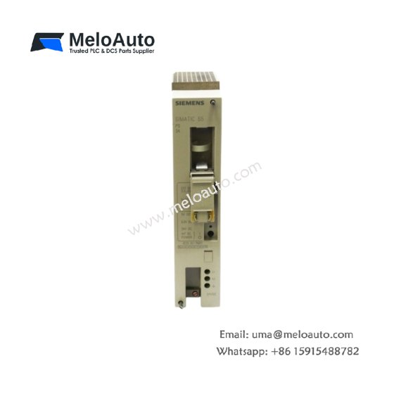 Siemens 6ES5951-7NB21 power supply for S5-95U PLCs. 24V DC input, 5V DC 3A output with short-circuit and overload protection