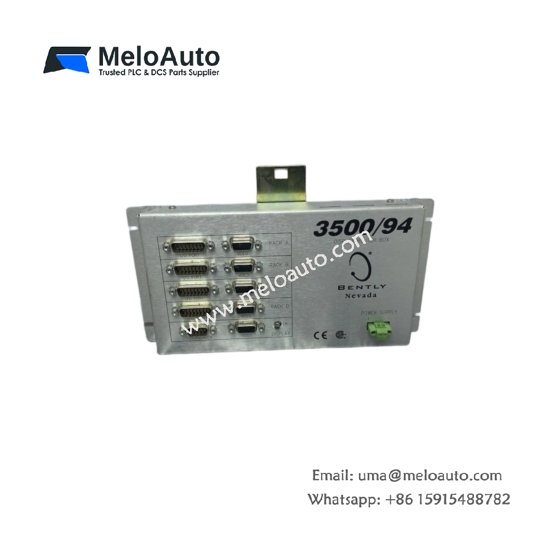 Bently Nevada 149356-01 display router box module. 4 video outputs, dual Ethernet, RS-232 ports, 24V DC. Industrial display router with CE