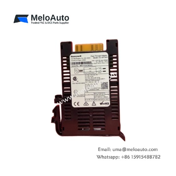 Honeywell CC-UPTA01 single-channel pass-through adapter for Experion PKS C300. SIL 3 certified, HART pass-through, 24V, -40°C to +70°C.