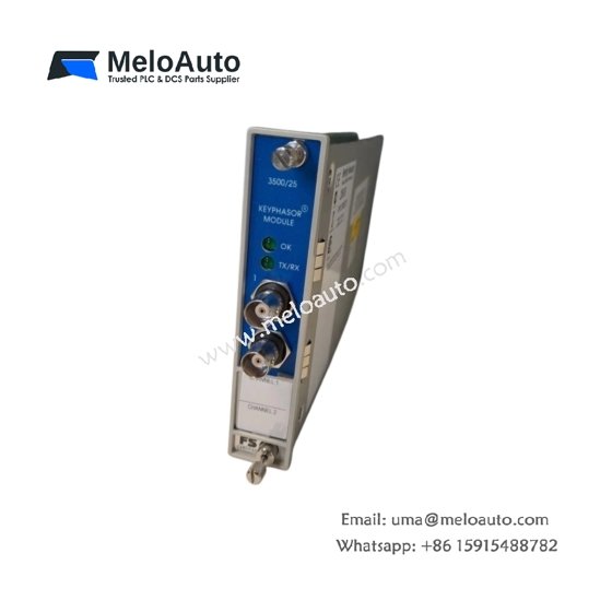 Bently Nevada 3500/25 Enhanced Keyphasor Module. 2 inputs, 50,000 RPM max, 0.8 kg, 47 µF ride-through. For 3500 Series racks. Bently Nevada 3500/25 Enhanced Keyphasor Module. 2 inputs, 50,000 RPM max, 0.8 kg, 47 µF ride-through. For 3500 Series racks.