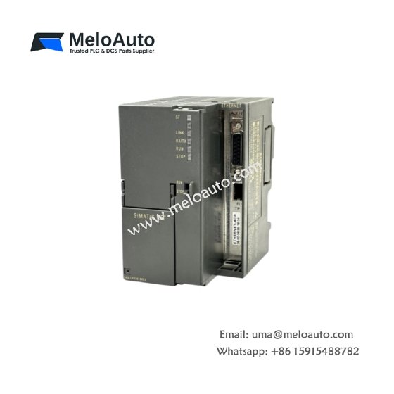 Siemens 6GK7343-1HX00-0XE0 Communications Processor with Ethernet, 10/100 Mbps, 8 connections, TCP/IP, S7-compatible, CE/UL/ATEX certified.