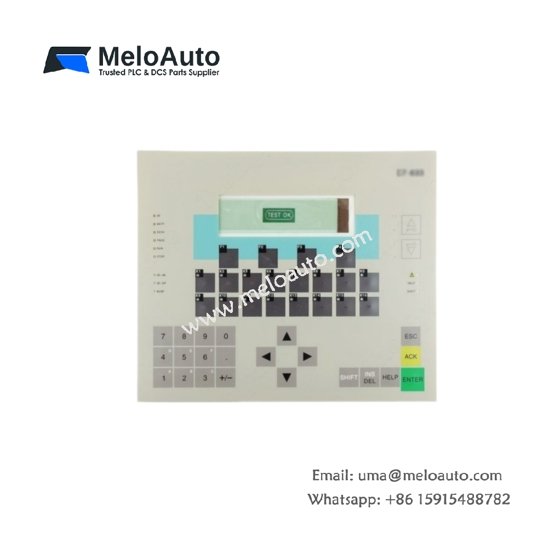 Siemens 6ES7633-1DF00-0AE3 membrane keyboard switch for SIMATIC panels. Features 36 keys, 1M actuation life, polyester overlay, and 18-pin ribbon connector for reliable replacement.Siemens 6ES7633-1DF00-0AE3 membrane keyboard switch for SIMATIC panels. Features 36 keys, 1M actuation life, polyester overlay, and 18-pin ribbon connector for reliable replacement.