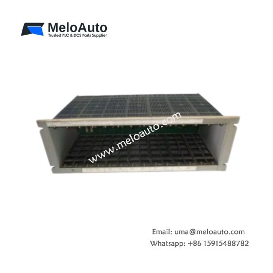 Bently Nevada 3300/05 monitoring chassis. 6-slot rack for 3300 series modules, convection cooled, 3.6kg, 222x267x152mm. Panel or rack mount.