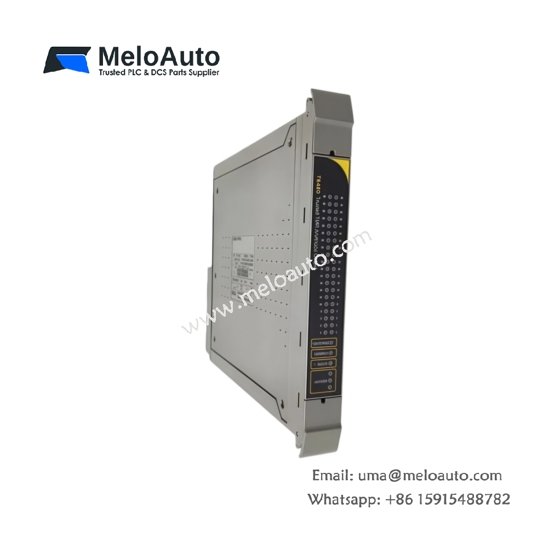 ICS Triplex T7150A Trusted/Regent communication module with dual Ethernet ports, 100 Mbps data rate, and 1.3 kg weight.