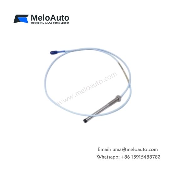Bently Nevada 330101-00-16-10-02-05 8mm proximity probe. 7.87 mV/µm, 16m cable, -35 to 177°C. For turbine and compressor vibration monitoring.