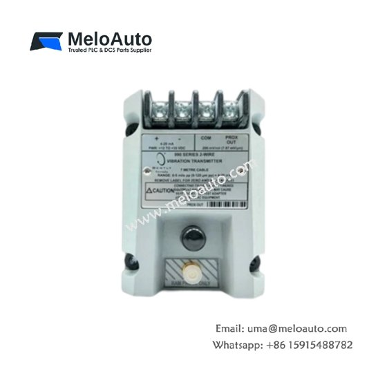 Bently Nevada 991-05-70-01-01 thrust transmitter module. 4-20 mA loop-powered output, 25.4 mm range, DIN rail mount, -40 to 85 °C
