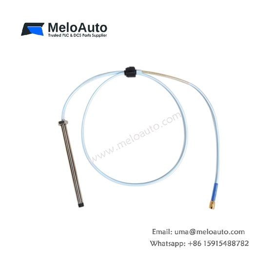 Bently Nevada 330101-00-50-10-02-00 3300 XL 8 mm proximity probe: 0–2 mm range, 7.87 V/mm, -35°C to +177°C. 5.0 m cable, M10 thread.