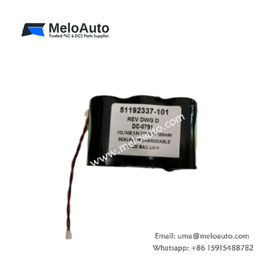 Honeywell 51192337-101 3.6V Battery Pack: lithium backup cells, plug-in connector, 0–60°C range, 0.05 kg, compact holder-mount design.