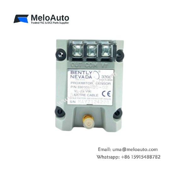Bently Nevada 330100-50-02 proximity transducer: 0–10 kHz, 0–2 mm range, -17.5 to -26 Vdc supply, 12 mA draw. View full 3300 XL specs.