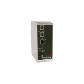 ProSoft 5201-DFNT-DH485 gateway: EtherNet/IP to DH-485 conversion, RS-485 terminals, DIN rail mount, 90×140×115 mm, 0.8 kg.