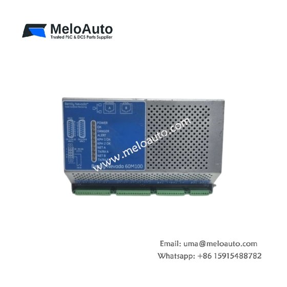 Bently Nevada 60M100-00 condition monitoring system: multiple dynamic inputs, Ethernet port, 200×250×120 mm, 4.0 kg.