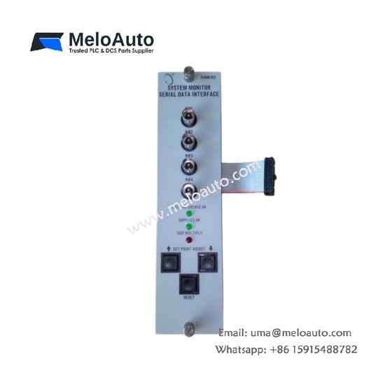 Bently Nevada 87900-01 display module: numeric LED readout, keypad input, rack backplane connector, 40×220×250 mm, 0.9 kg.