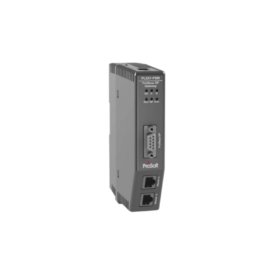 ProSoft PLX51-PBM gateway: PROFIBUS DP to EtherNet/IP conversion, dual Ethernet ports, DIN rail mount, 90×140×115 mm, 0.8 kg.