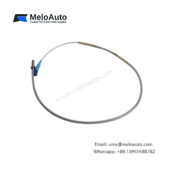 Bently Nevada 330102-00-40-10-01-05 3300 XL 8 mm proximity probe: 0–2 mm range, 7.87 V/mm, -35°C to +177°C. 4.0 m cable, M10 thread.