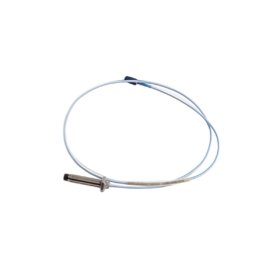Bently Nevada 1800/20-XX-90-02-00 proximity probe: 8 mm tip, 9 m armored cable, eddy current sensing, -35 to 180 °C, 0.25 kg.