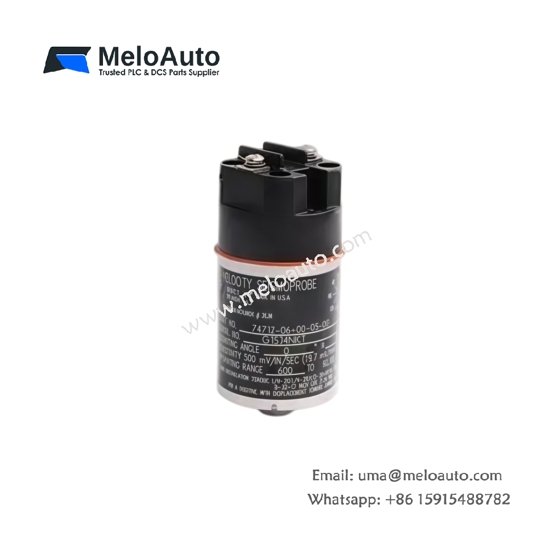 Bently Nevada 74712-06-03-03-00 Seismoprobe velocity transducer: 50×80 mm, 0.4 kg, two-wire output, self-generating. Technical specs